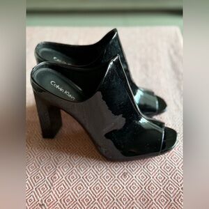 Calvin Klein Glossy Black Mules
